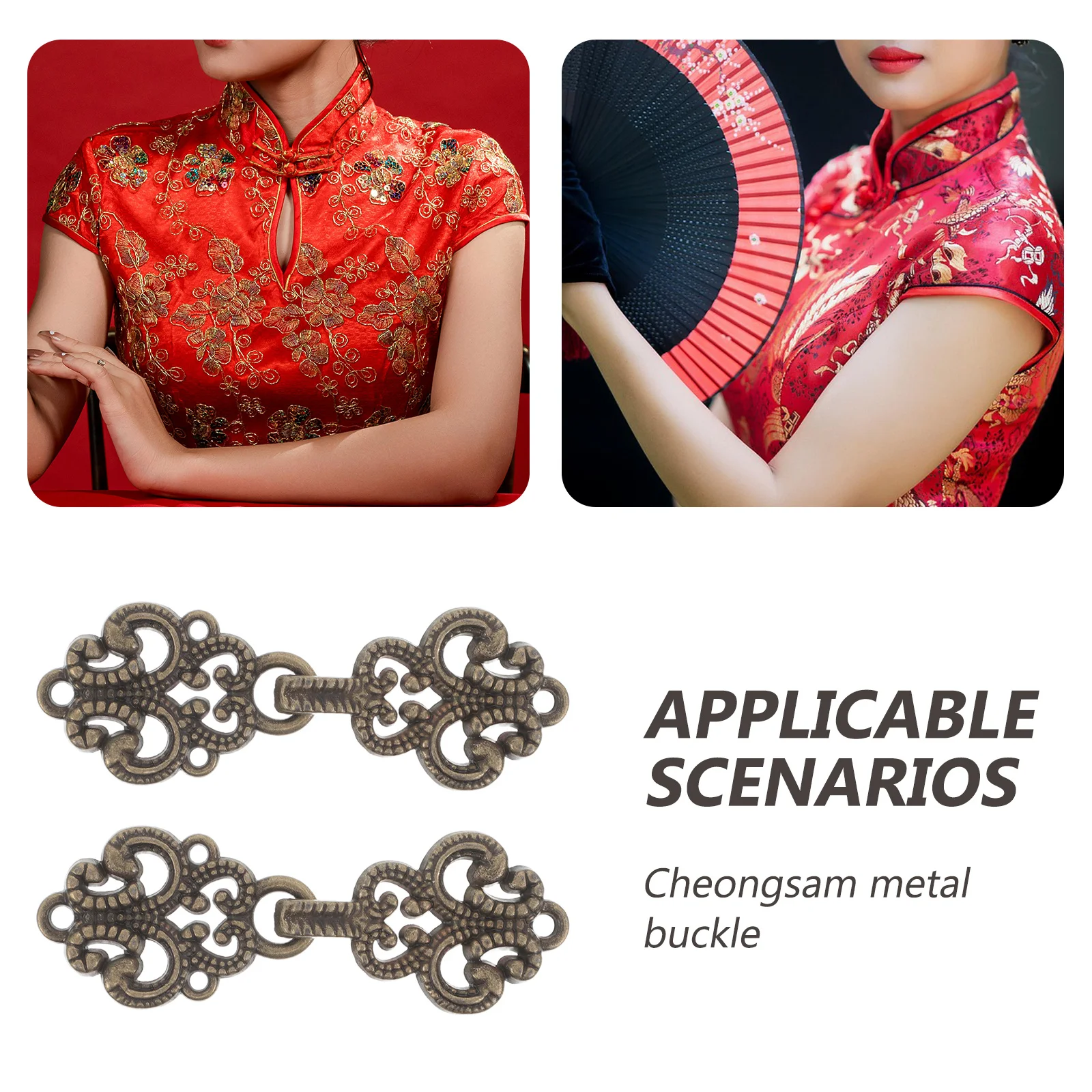 20 pares de botões de sapo com nós chineses, fixadores de metal vintage para projetos de costura cheongsam, acessórios de roupas tradicionais