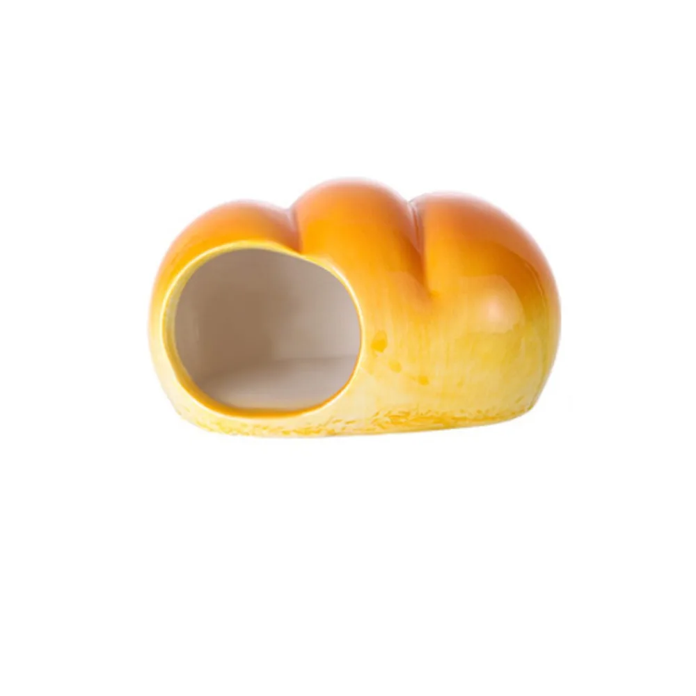 Hamster Landscaping Supplies Ceramic Hamster Nest Bread Shaped Cute Pet Small House Cooling Creative Hamster Bed Golden Bear