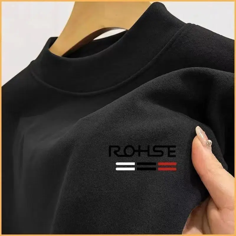 Double-sided Velvet High-necked Bottomed German Velvet Long-sleeved T-shirt, Autumn and Winter Velvet Thickened Warm Clothes
