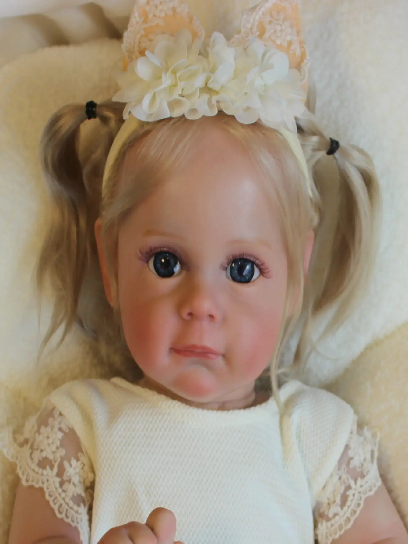 60 cm reborn doll soft cloth body/realistic doll/unisex/blue eyes/Christmas gift for girl