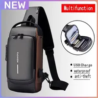 Desinger multifunción antirrobo USB bolso de hombro tipo bandolera viaje Sling Pack bolsa de mensajero bolsa de pecho hombre marca de lujo hombres