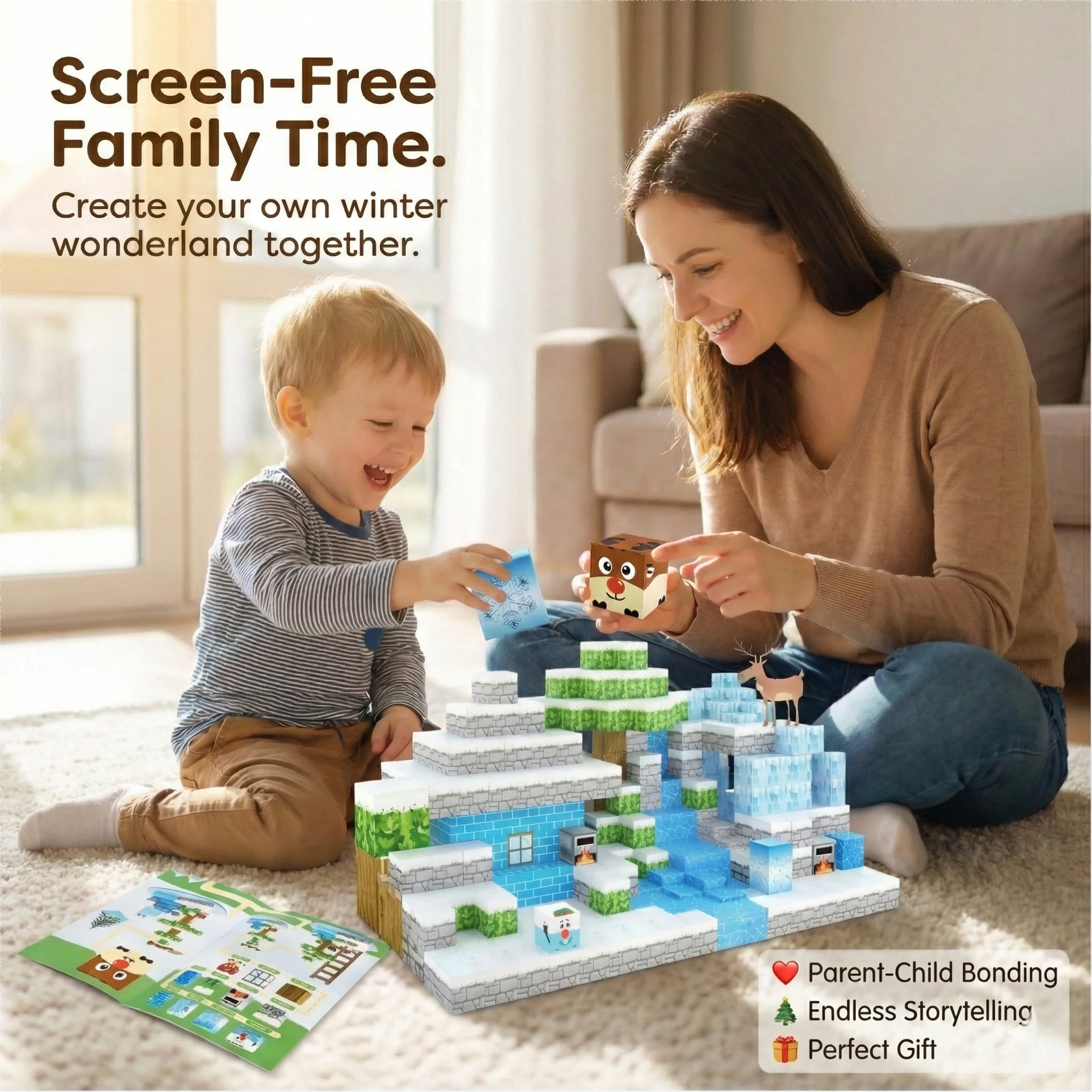 مجموعة مكعبات البناء المغناطيسية لعبة بناء مكعبات شتوية ثلاثية الأبعاد يمكنك صنعها بنفسك قلعة عالم الثلج الجليدي الجذعية هدية عيد الميلاد التعليمية للأطفال #6
