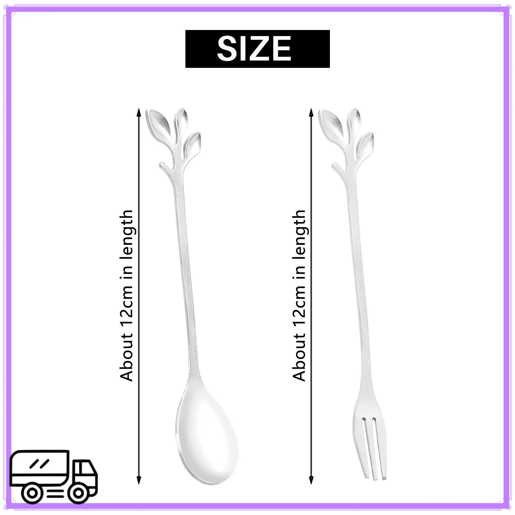 

High Quality 5Spoon+5Forks Stainless Steel Leaf Coffee Cake Spoon Fork Dessert Spoons, Stirring Teaspoon Set