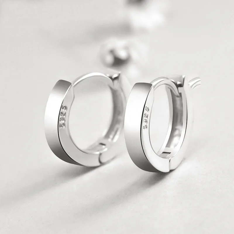 BF CLUB 925 Sterling Silver Smooth Circle Hoop Earrings For Women Smiple Party Wedding Accessories Jewelry Christmas Gift