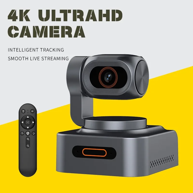 AI Auto Tracking PTZ Webcam, 4K 48MP Dual Axis Live Streaming Camera, Beauty Computer Camera for Video Meeting, Online Teaching