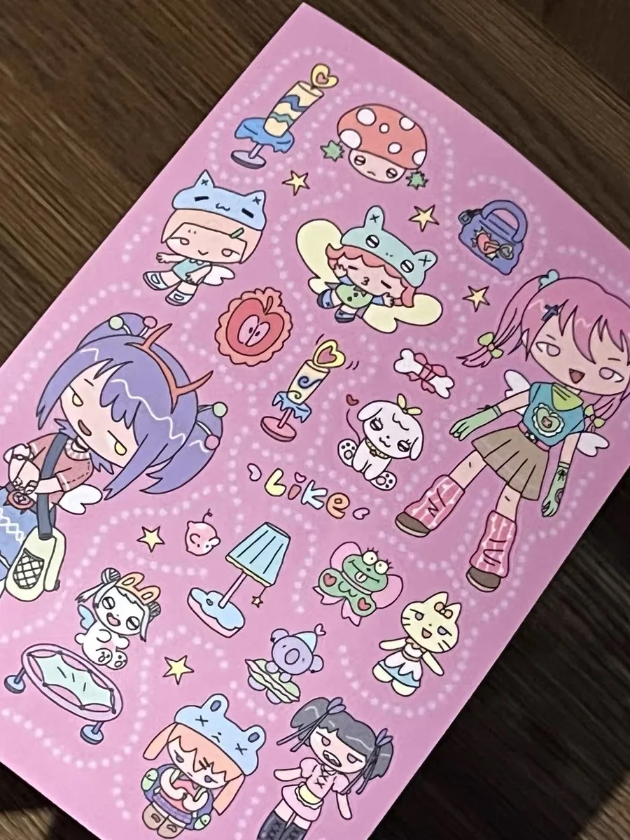 Pink girl daily life version sticker hand account sticker