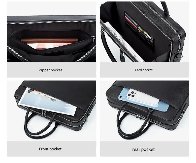 Echtleder Herren-Aktentasche Rindsleder Business Multifunktionale Laptoptasche Große Kapazität Handtasche – Detail 13