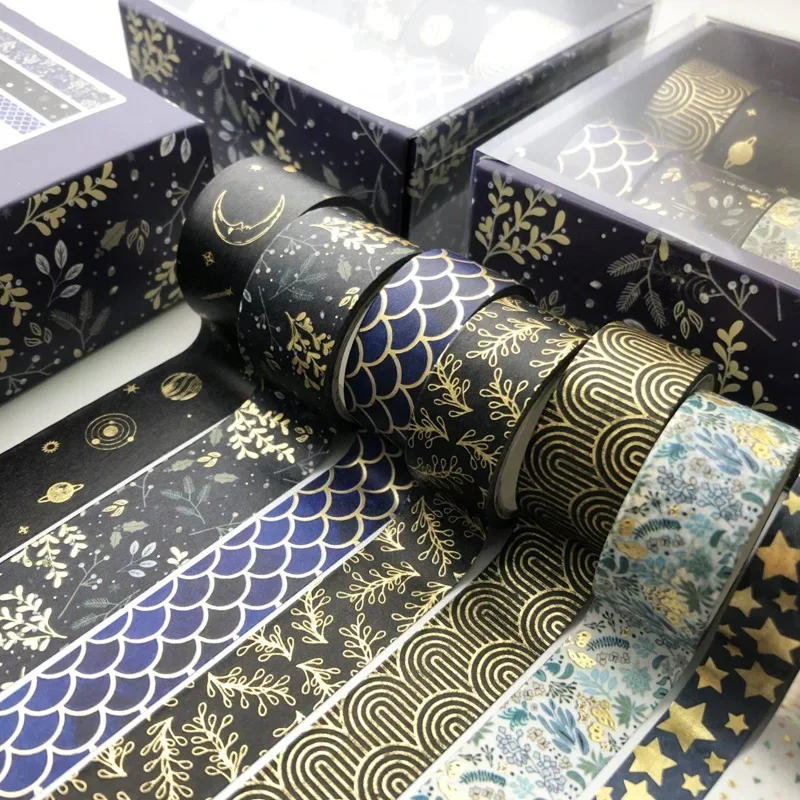 Gift 10 pieces hot stamping combination hand ledger tape creative washi tape DIY decorative hand ledger tape set 3 meters view 3