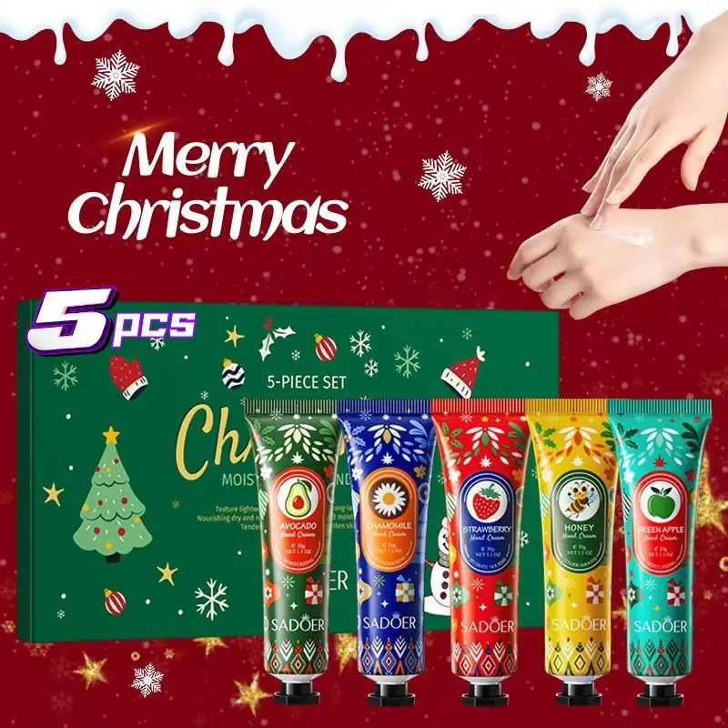 

Christmas gift 5/box hand cream set Cream texture Anti Chap Hand Cream travel pack Durable moisturizer Nourishing gift for Women