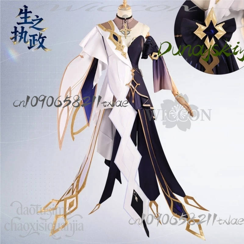 Shop1104629319 Store Naberius Cosplay Game Genshin Impact Costume Golden Goddess Design Sexy High Slit Lolita Wigs Halloween