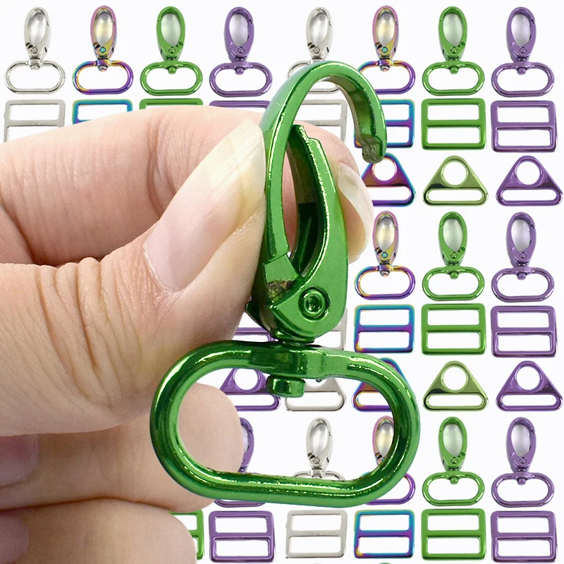 

25mm 10/20Sets wholesale Metal Bag Strap Buckles D Ring Swivel Lobster Clasp Pet Collar Tri-glide Slider Hook DIY Bags Accessory