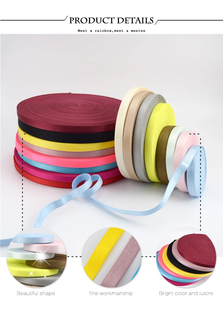 Meetee 5/10/20Meters 10mm Width Colored Elastic Bands Underwear Shoulder Strap Bra Nylon Webbing DIY Garment Sewing Accessories