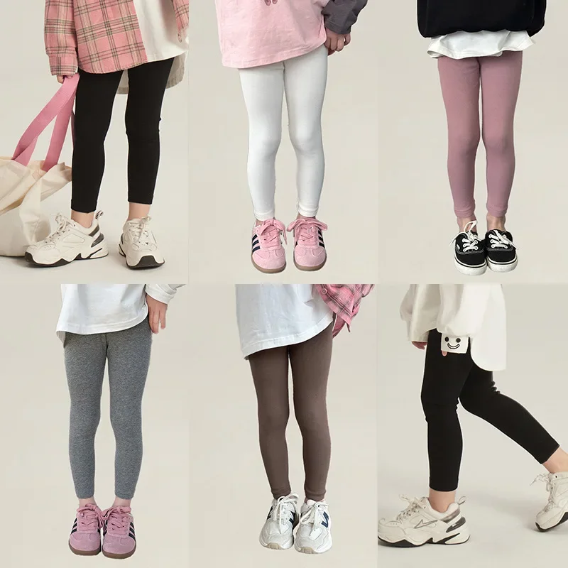 Girls' Solid Color Leggings Autumn New Item Children's Korean Version, Comfortable Pants Thin and Tight Fitting Leggings