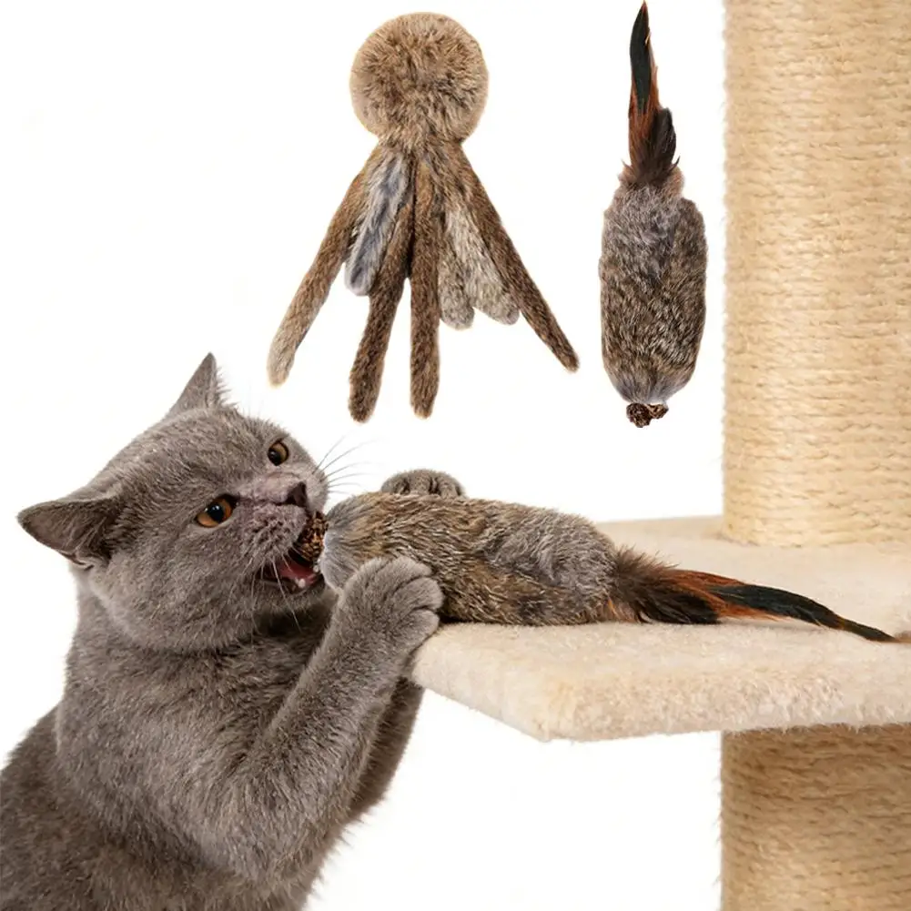 Flauschige Plüsch-Katzenspielzeuge Interaktives Geräuscherzeugendes Kauspielzeug Jagd-Trainingsspielzeug zur Langeweilebekämpfung Haustier-Neckspielzeug