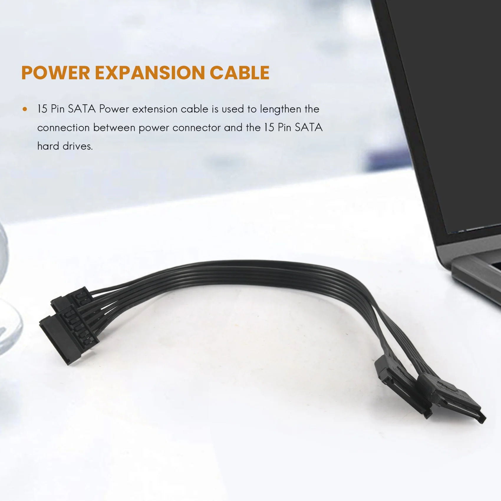 A08E-SATA Power Extension Cable,15 Pin SATA Male To Female Extender Power Cable Adapter For Hard Drive Disk HDD,SSD,30CM