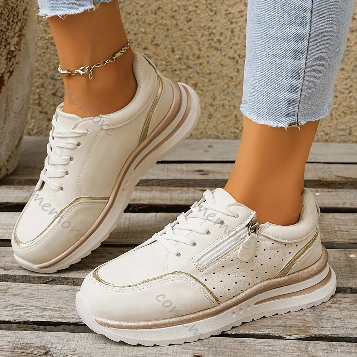 Comemore женские повседневные кроссовки модные дышащие кроссовки с боковой молнией женские осенние удобные прогулочные спортивные туфли на плоской подошве