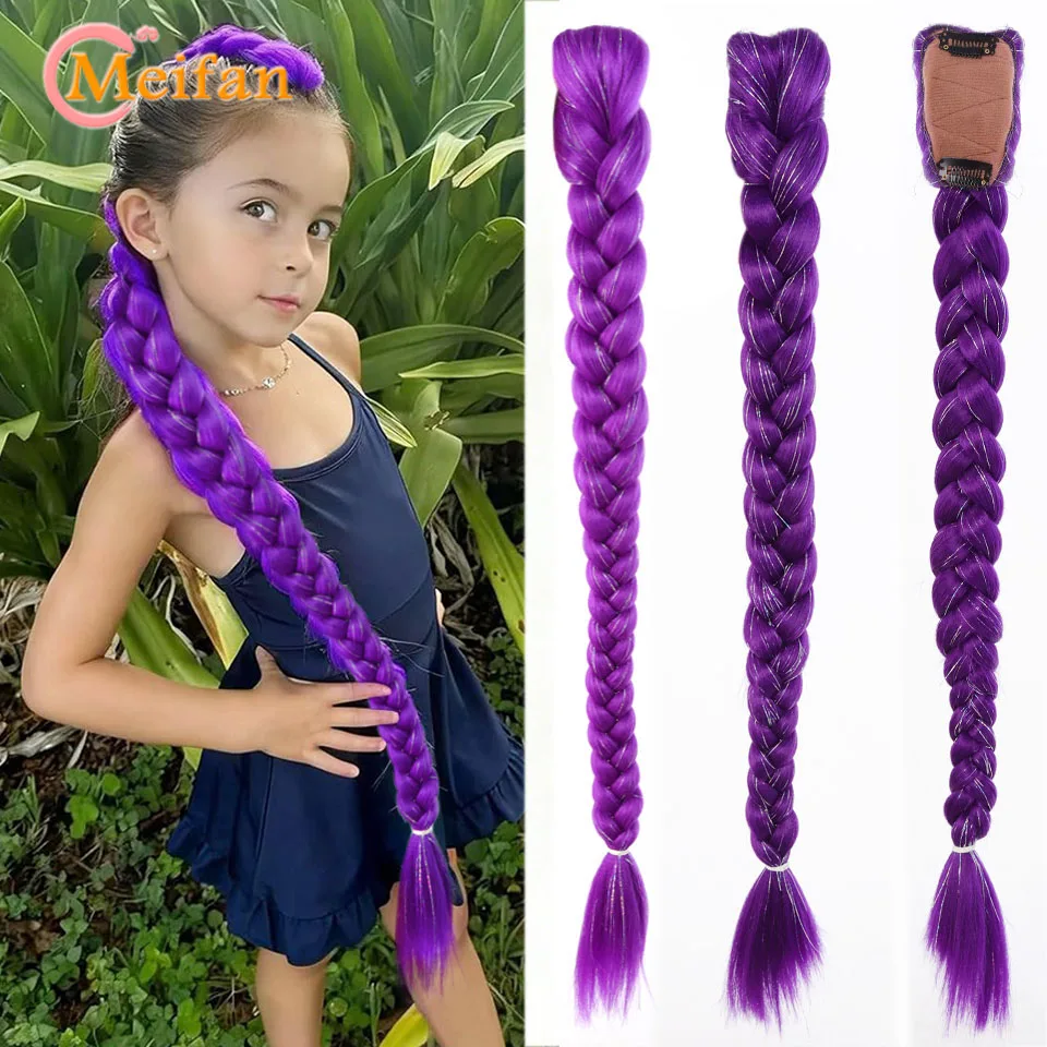 

Long Purple Ponytail with Glitter Hair Tinsel Synthetic Wig BB-clip in Hair Extension High Ponytail for Halloween Christmas