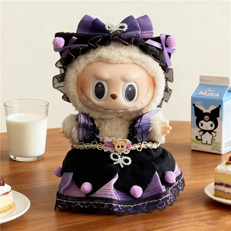 ラビュブドール用15～17cm、漫画風キュートなハローキティTシャツ、カーゴパンツ、魔法のようなダークスタイルのスカートドレス、クロミの服