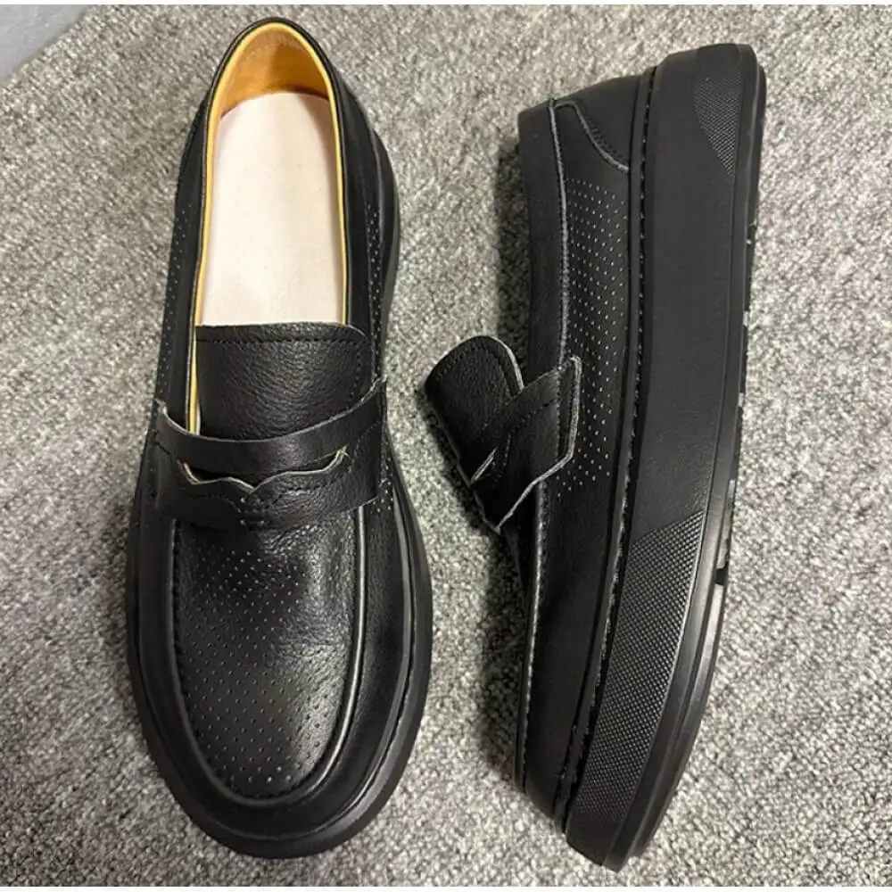 Premium White Perforated Penny Loafers – Handcrafted Comfort, Clean Summer Style