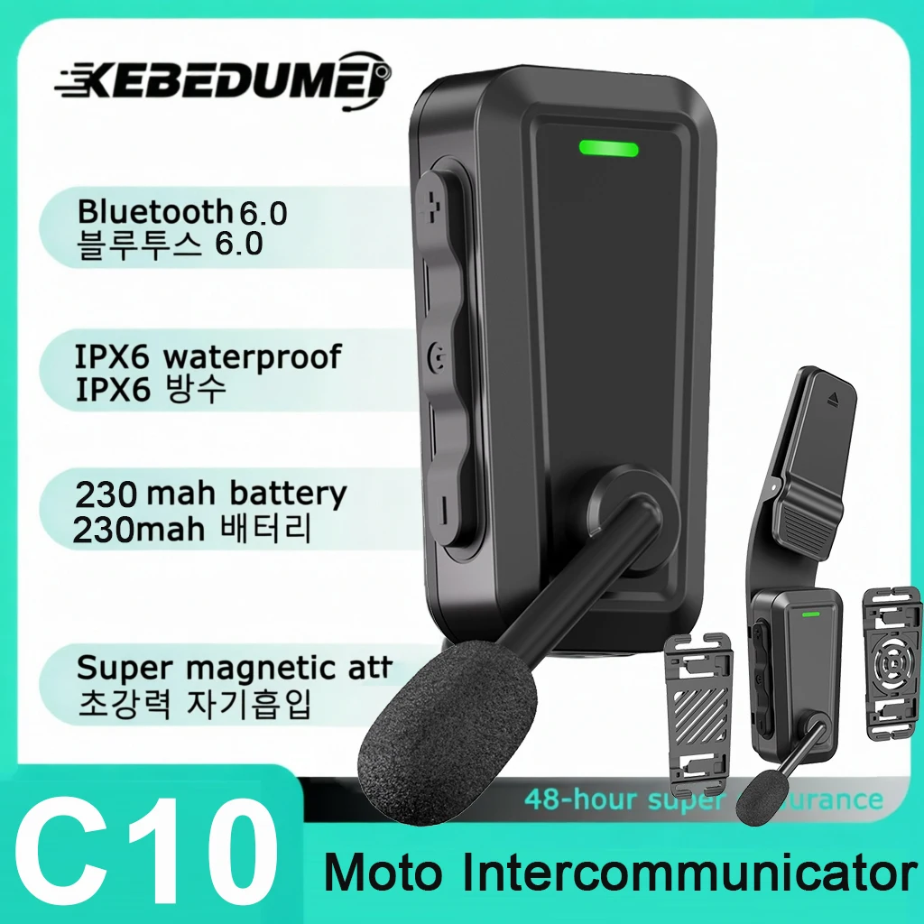 1/2PCS Bluetooth 6.0 Motorcycle Helmet Intercom Headset Intercommunicator 520M Music Sharing Waterproof Interphone Earphone