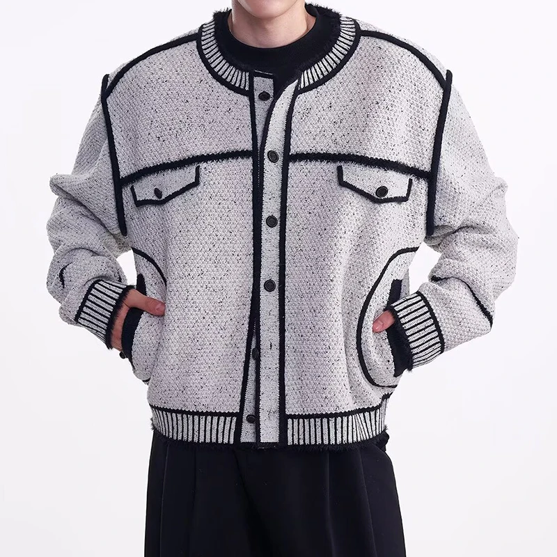 Autumn Winter Fashionable Men's Sweatercoats Vintage Buttoned Striped Crochet Sweater Cardigans Men Trendy Knitting Jacket Coats
