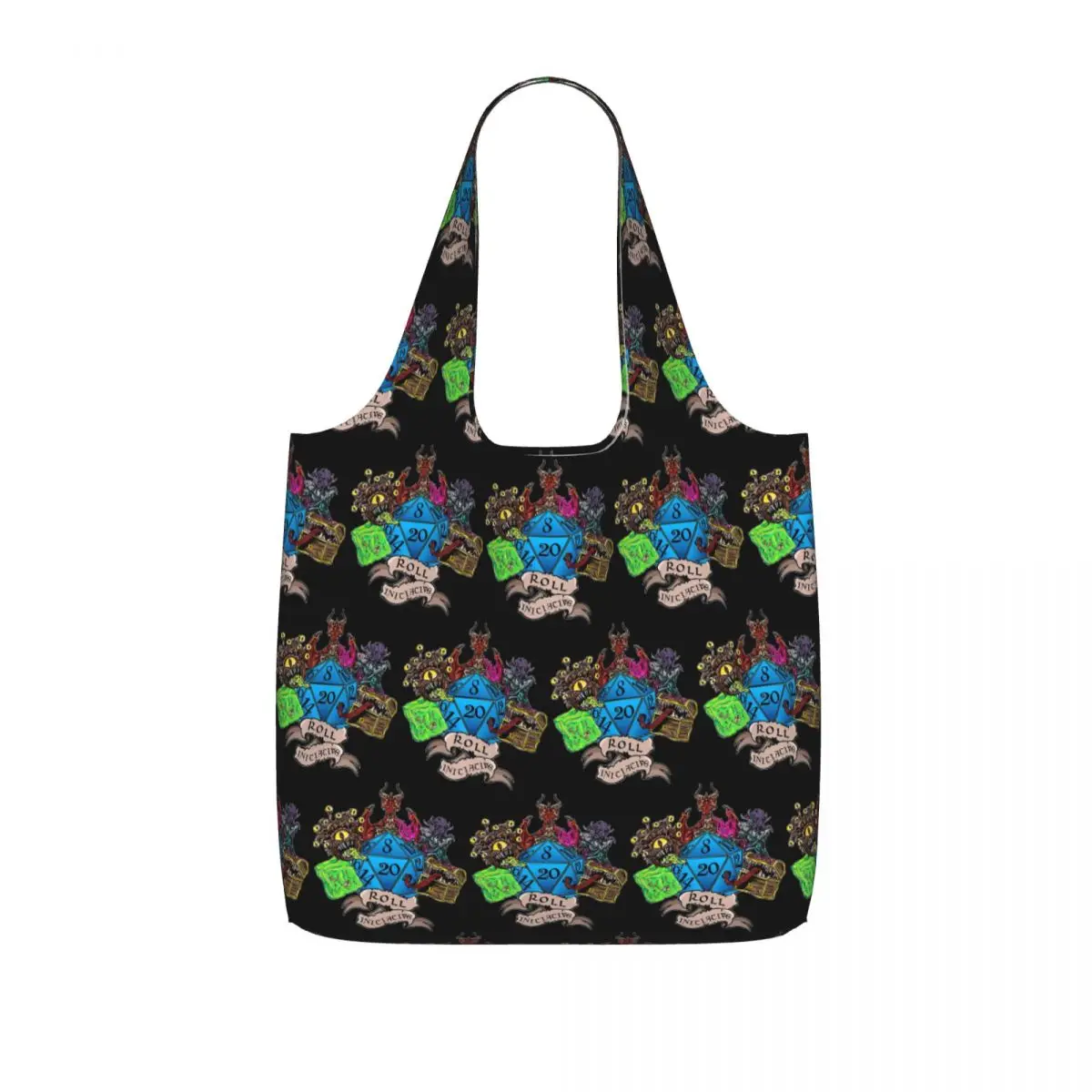 Roll Initiative Dungeon And Dragon Shopping Tote Bag Canvas Large Capacity Shoulder Bags Shopper Grocery Handbag for Women