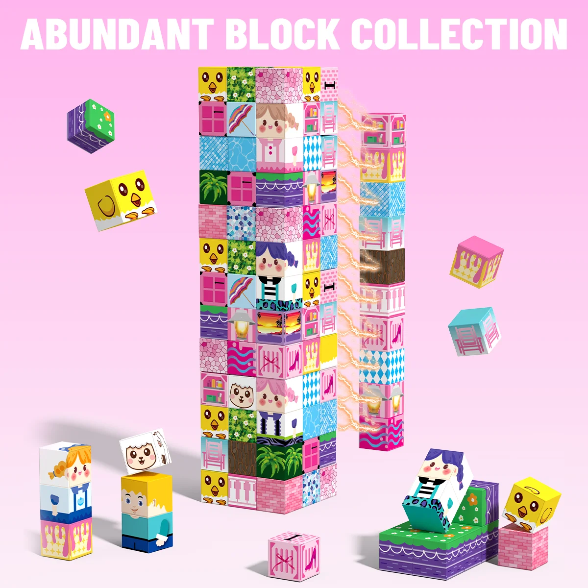 100 stuks magnetische bouwsteen kasteel magnetische kubus bouw- en stapelset STEM-leerspeelgoed, verjaardagscadeau