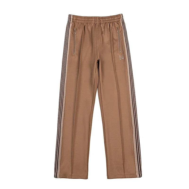 

Arrival Webbing Track Stripe Pants Butterfly Embroidery Zipper Brown Sweatpants Men Women Oversize New Casual Trousers