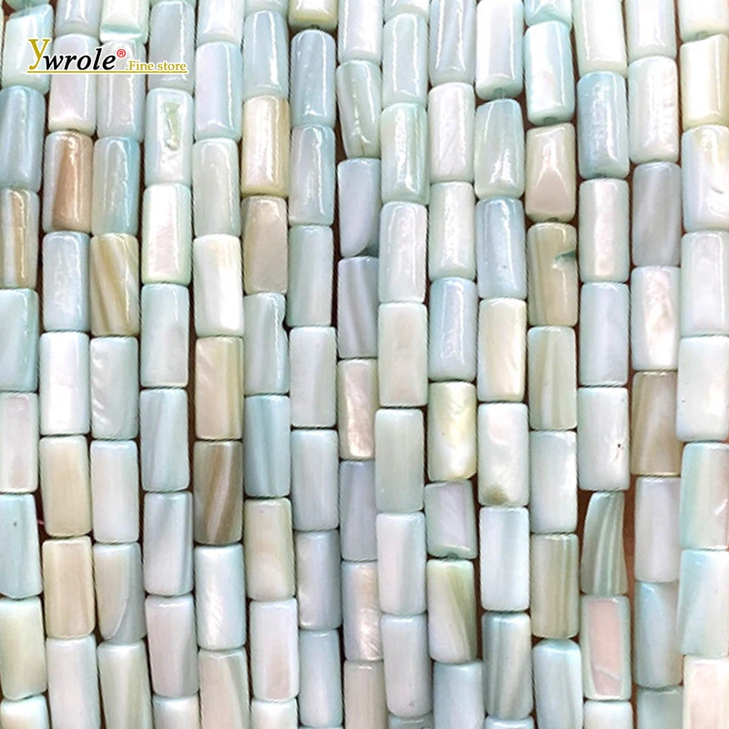 4x8mm Cylinder Natural Freshwater Shell Light Blue Color Loose Spacer Beads for Jewelry Making Diy Bracelets Charms Accessories