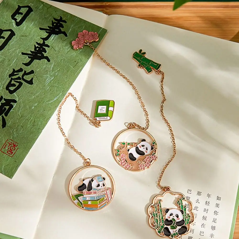 cartoon cartoon panda Bookmark Creative mental panda Metal panda Bookmark Book Paginator with Tassel Book Page Marker Student