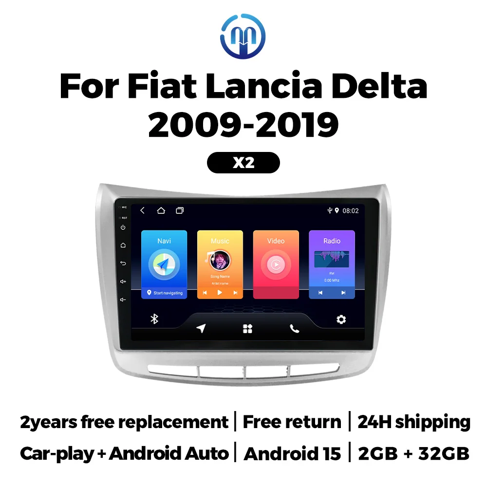 Wireless Carplay Android Auto Car Radio For Fiat Lancia Delta 2009 - 2019 Multimedia Player GPS Autoradio Stereo RDS WIFI Screen