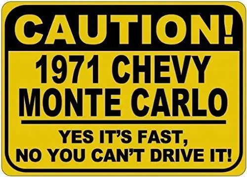 Aluminum Metal Sign for tin Signs 8X12 1971 Monte Carlo Its Fast,Interior Outdoor Wall Decoration Vintage Warning Tin Sign, Repr