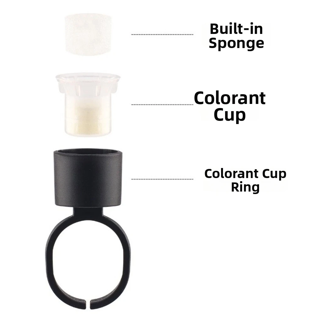 With Sponge Disposable Ring Cup Black/Pink No Divider Microblading Pigment Holder Individually Package Medium Holder