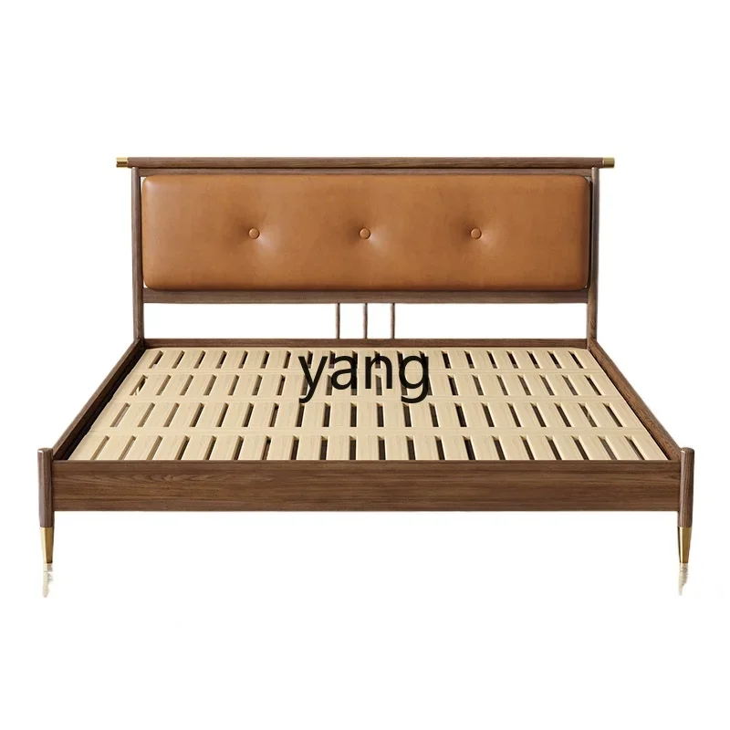 

LH Full Solid Wood Bed Walnut Double Bed Modern Light Luxury Furniture