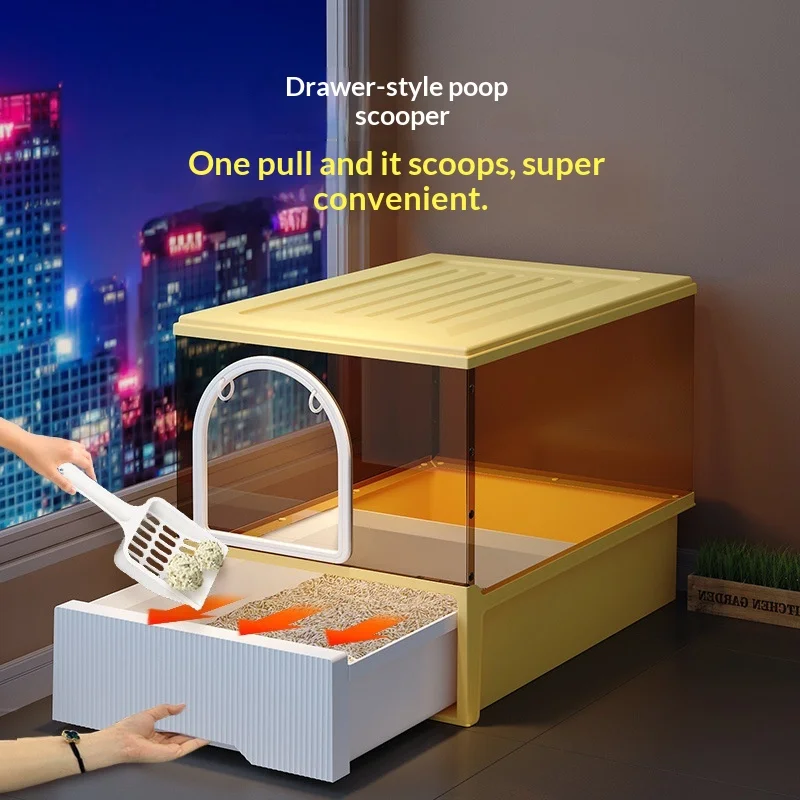 Caja de arena cerrada extra grande para gatos: anti-salpicaduras - imagen 2