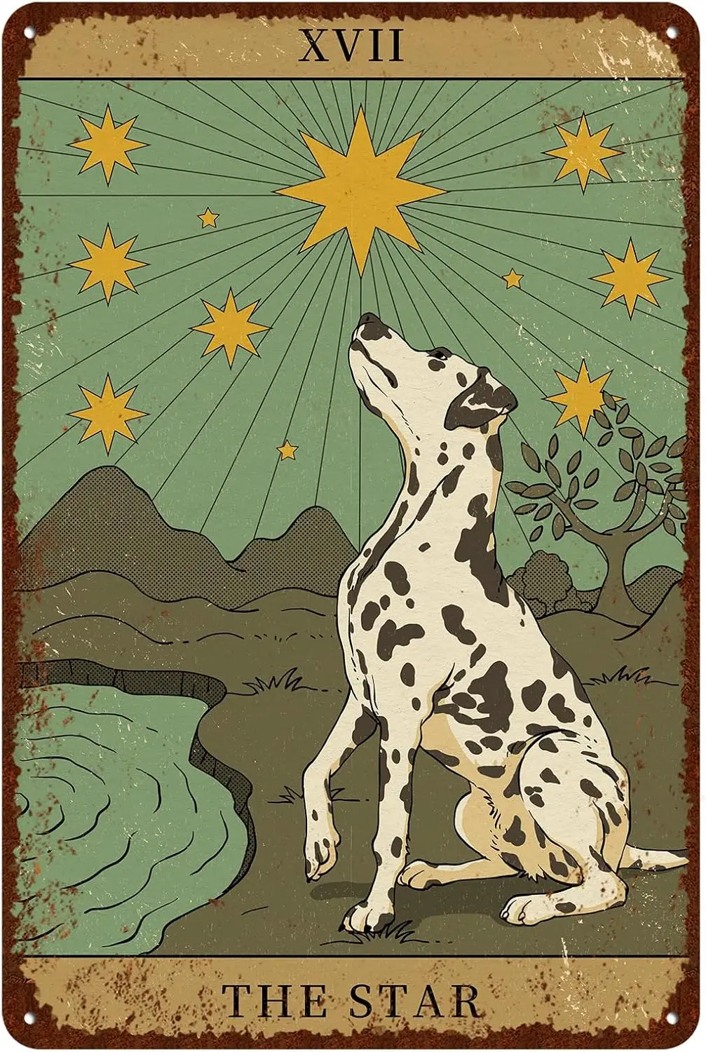 Vintage Dog Tin Signs - Tarot Card the Star xvii Metel Signs - Retro Wall Decor Home Wall Signs