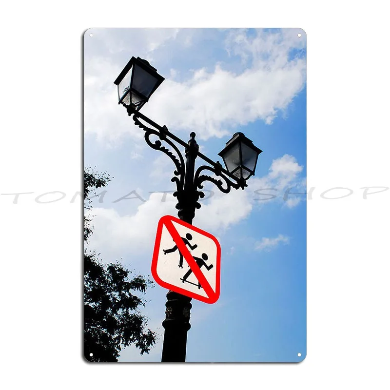 No Skateboard Or Rollerskating Metal Plaque Poster Cinema Create Mural Cave Iron Tin Sign Poster