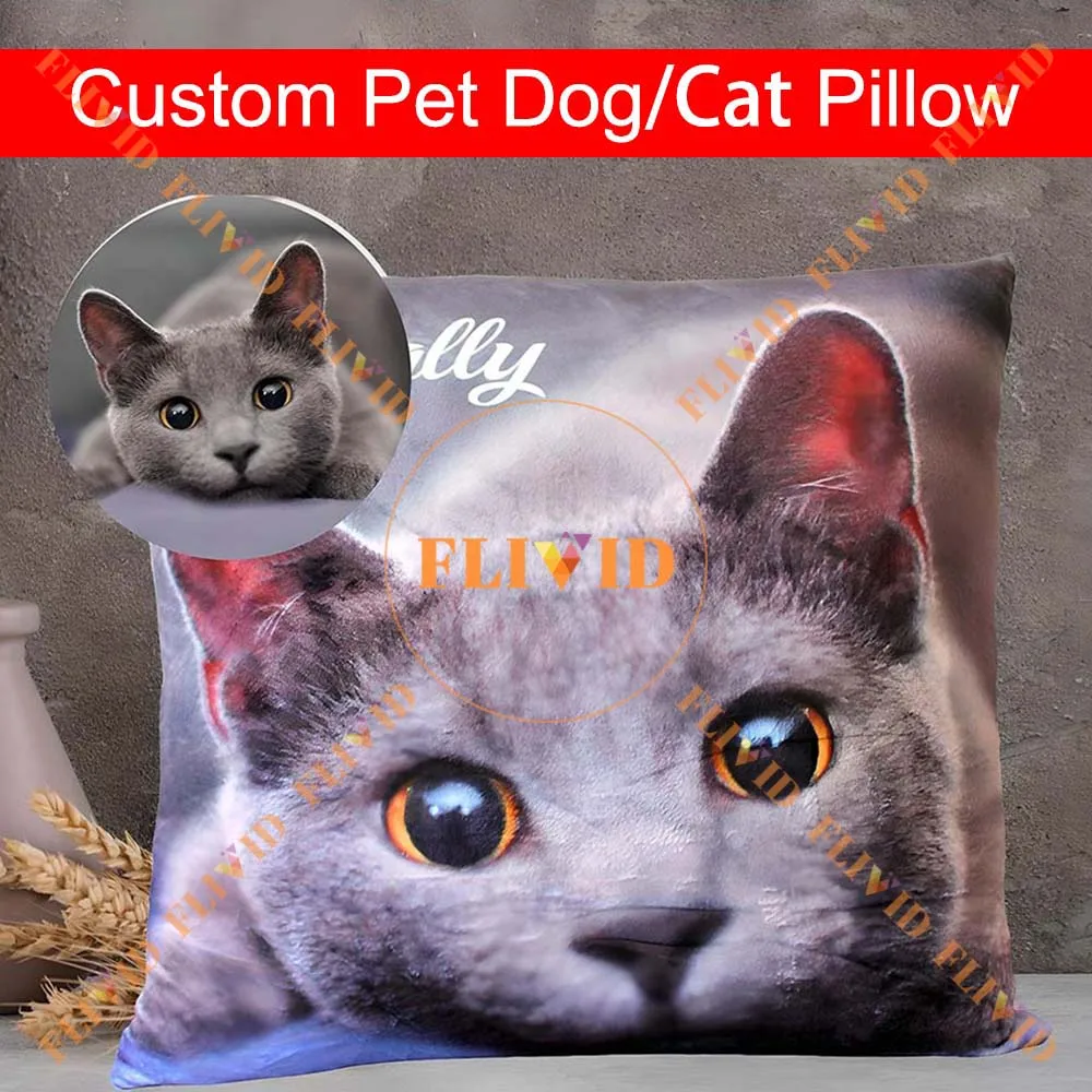 

Personalized Pet Cat Dog 3D Square Pillow,Customized Your Photo Portrait Pillows,Birthday Memorial Gift,Lover Gifts