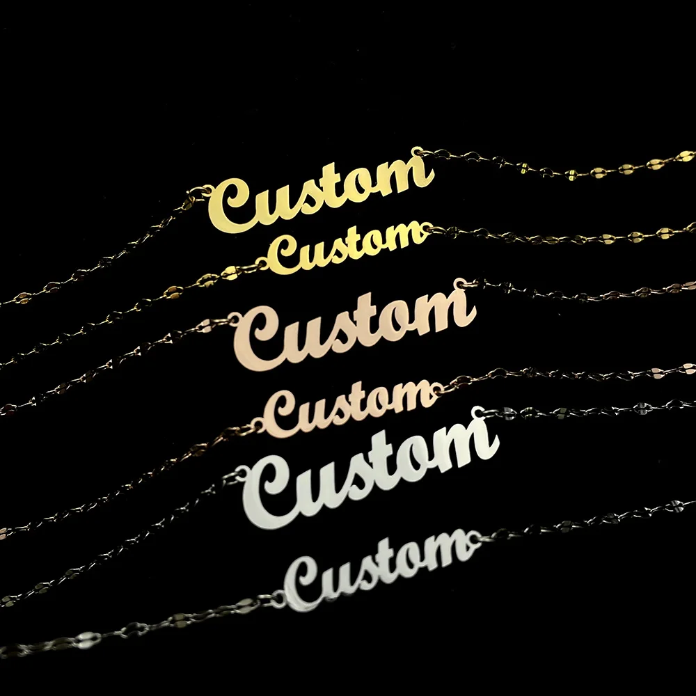 Personalized Letter Pendant Stainless Steel Choker Custom Name Women Necklace Bracelet Set Jewelry Parure Acier Inoxydable Femme