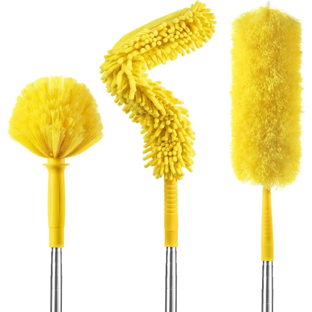

17FT Extendable Duster with 2-9 ft Pole for High Ceilings Cobweb Ceiling Fans Hard to Reach Areas Long Handle Microfiber Tool