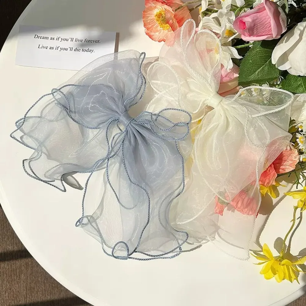 

Fashion Ribbon Bowknot Hair Clips Barrettes Multi-layer Spring Clip Bow Hairpins Women Ponytail