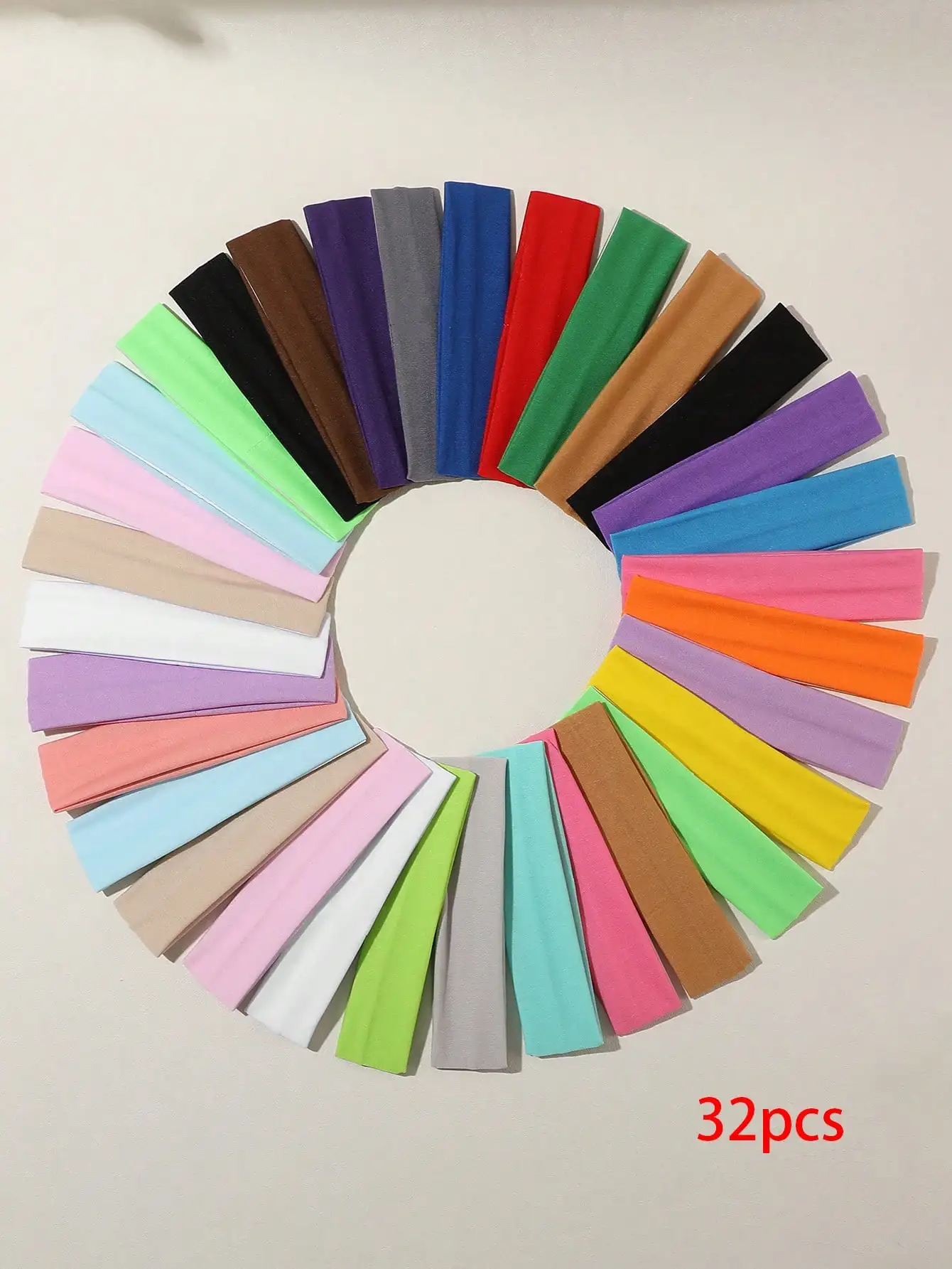 

32PCS Dopamine Solid Color Sports Headbands - Versatile Sweatbands for Daily/Yoga/Sports (Women's)