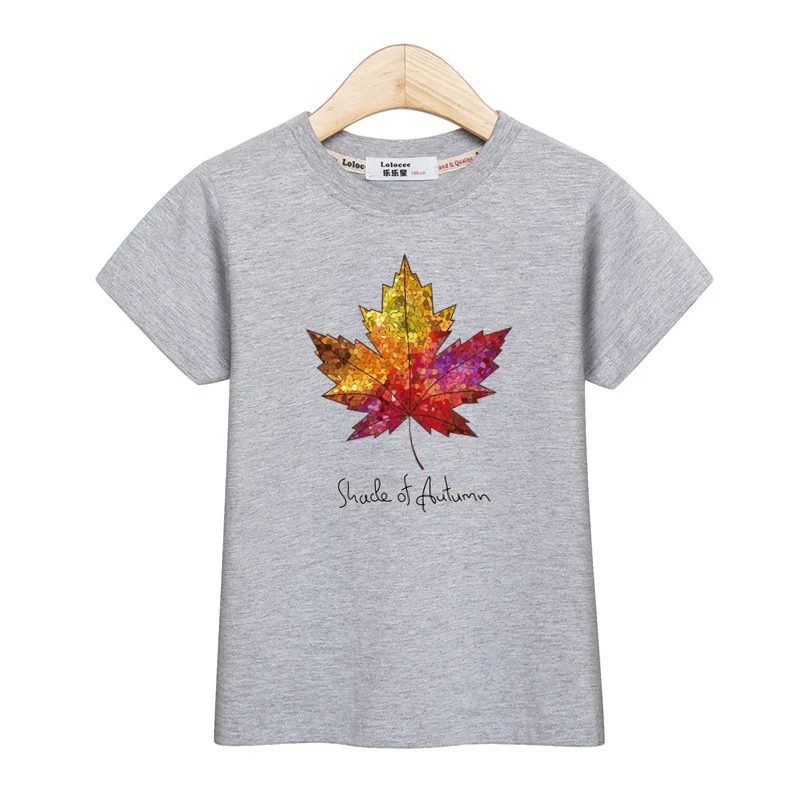 3-13T Short Sleeved T-shirt Children Summer Clothing Maple Leaf Graphic Shirt Boys and Girls Cotton Tops