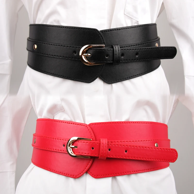 جديد حار سوبر واسعة Cummerbunds لمعطف المرأة موضة لينة بولي Leather الجلود أحزمة مطاطية لفستان حفل زفاف تزيين الفتيات