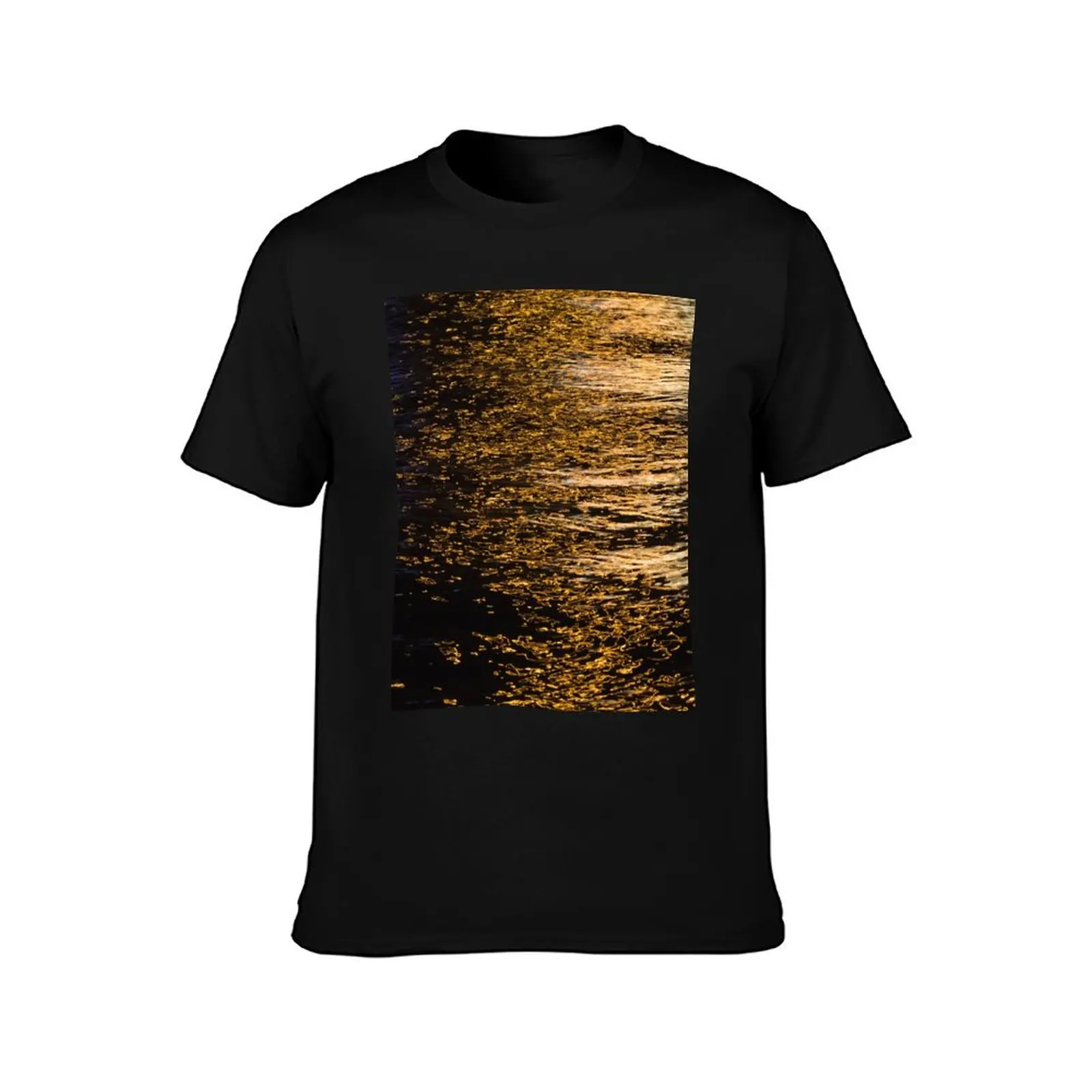 Abstract night lights sea shiny bronze brown black reflection Photo of glistening shining water T-Shirt