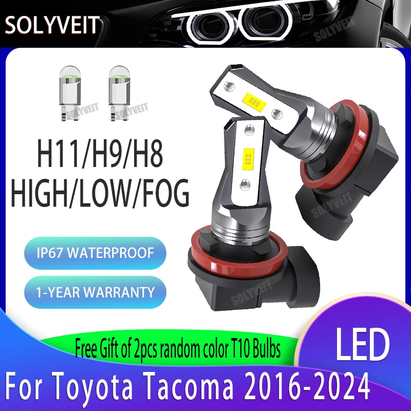 

High-Bright LED Headlight Bulbs - High/Low Beam Foglamp H11 H9 H8 For Toyota Tacoma 2016 2017 2018 2019 2020 2021 2022 2023 2024