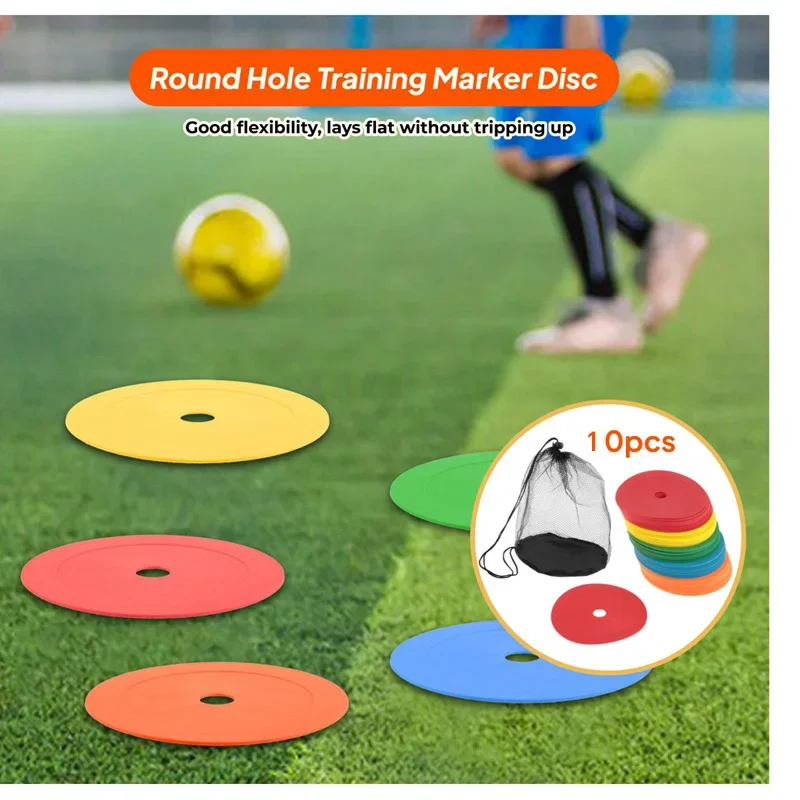 10pcs Football Training Circular Logo Board Sports Football Logo Practice Logo Plate Obstacle Football Plate Flat Logo Pad