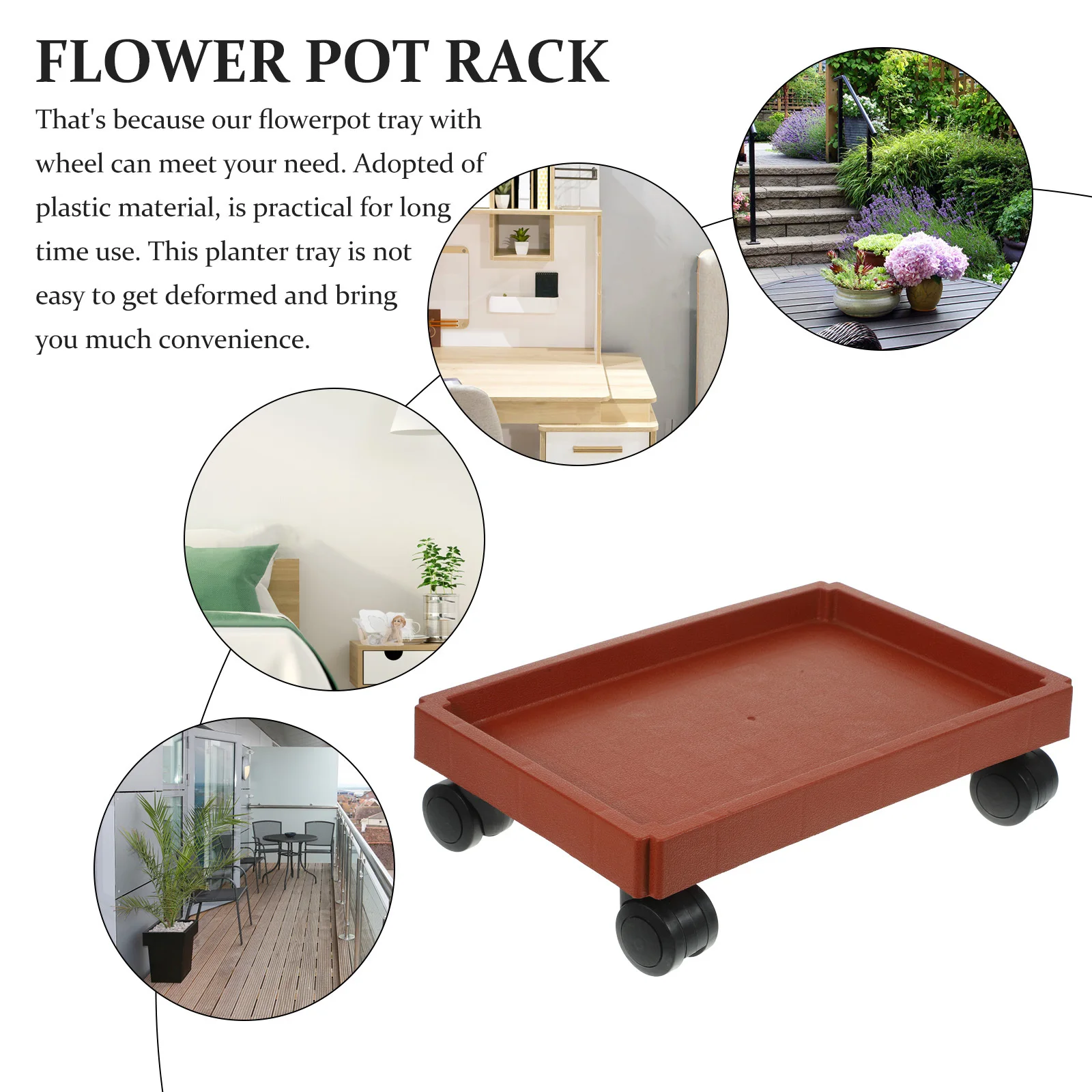 

Rolling Plant Tray with Casters Movable Flower Pot Stand for Indoor Gardening Rolling Plant Tray Planter Trays with Wheels