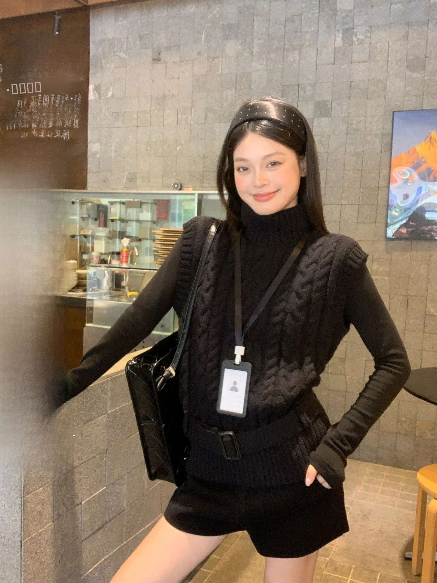 

Bla Knitted High Collar Svel Vest Women's Casual Loose Sle Faionable Autumn Winter Top by Song Zhengen