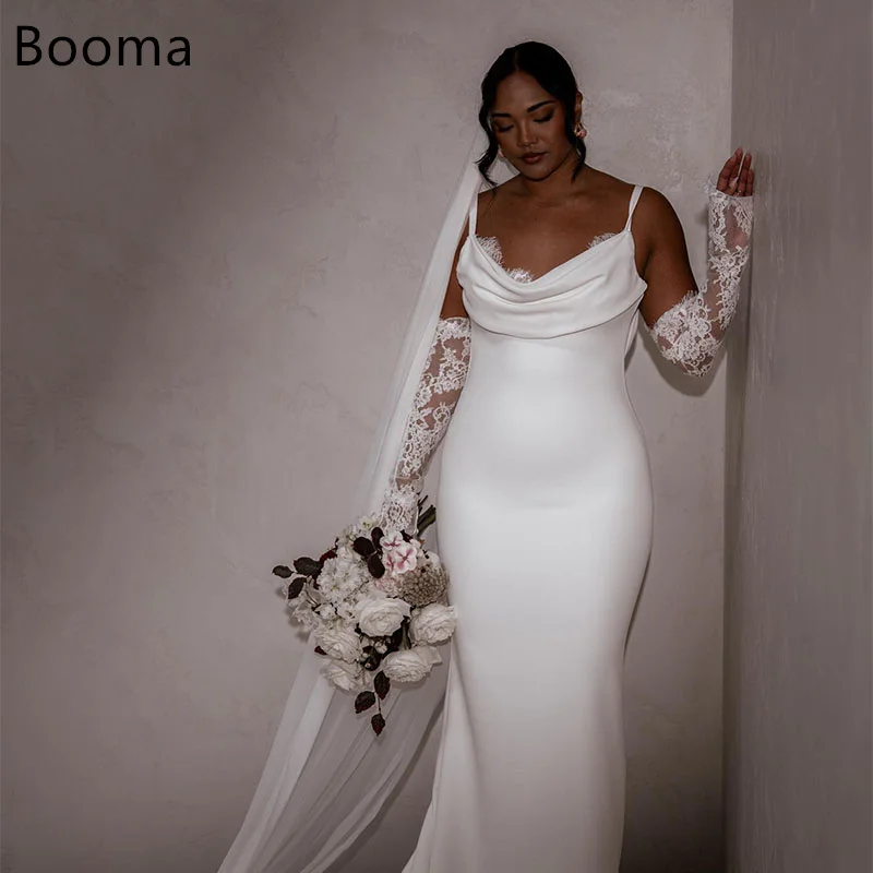 

Booma Mermaid Simple Sleeveless Wedding Dresses Satin Spaghetti Strap Lace Brides Gown Custom Made 2025